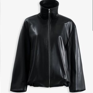 Black Leather Zip-Up Jacket - Women
